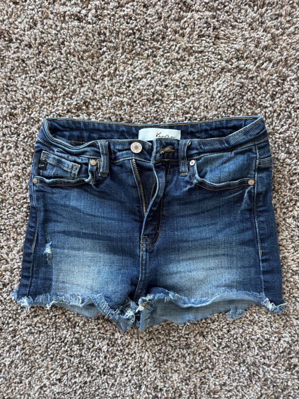 KanCan Dark Blue Distressed Denim Jean Shorts